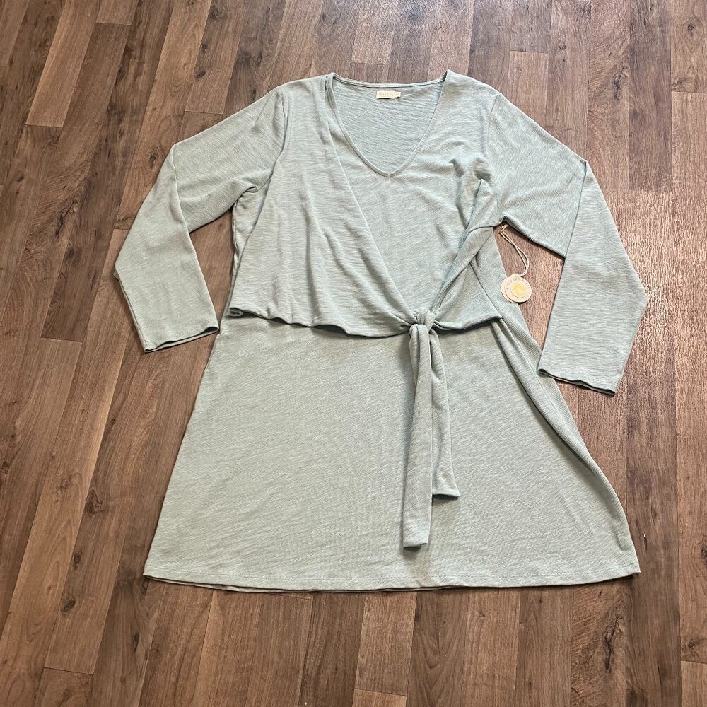 NWT Spartina 449 Deanna Wrap Dress Blue Surf Size XXL Long Sleeve